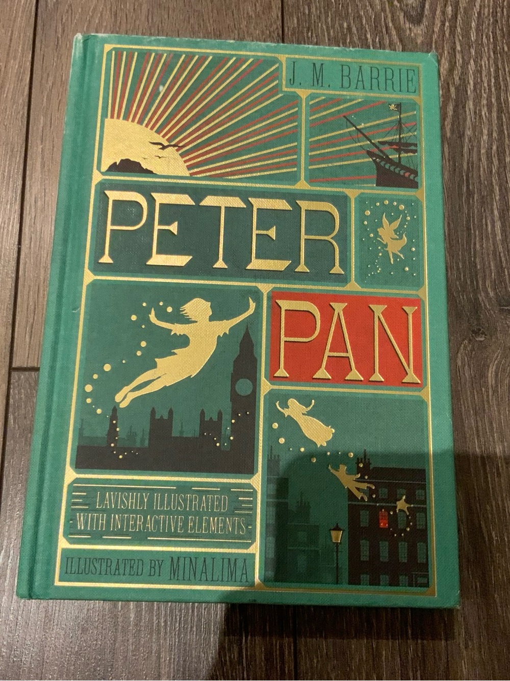 Peter Pan Illustrated Hardcover Book - Teal/Gold Accents